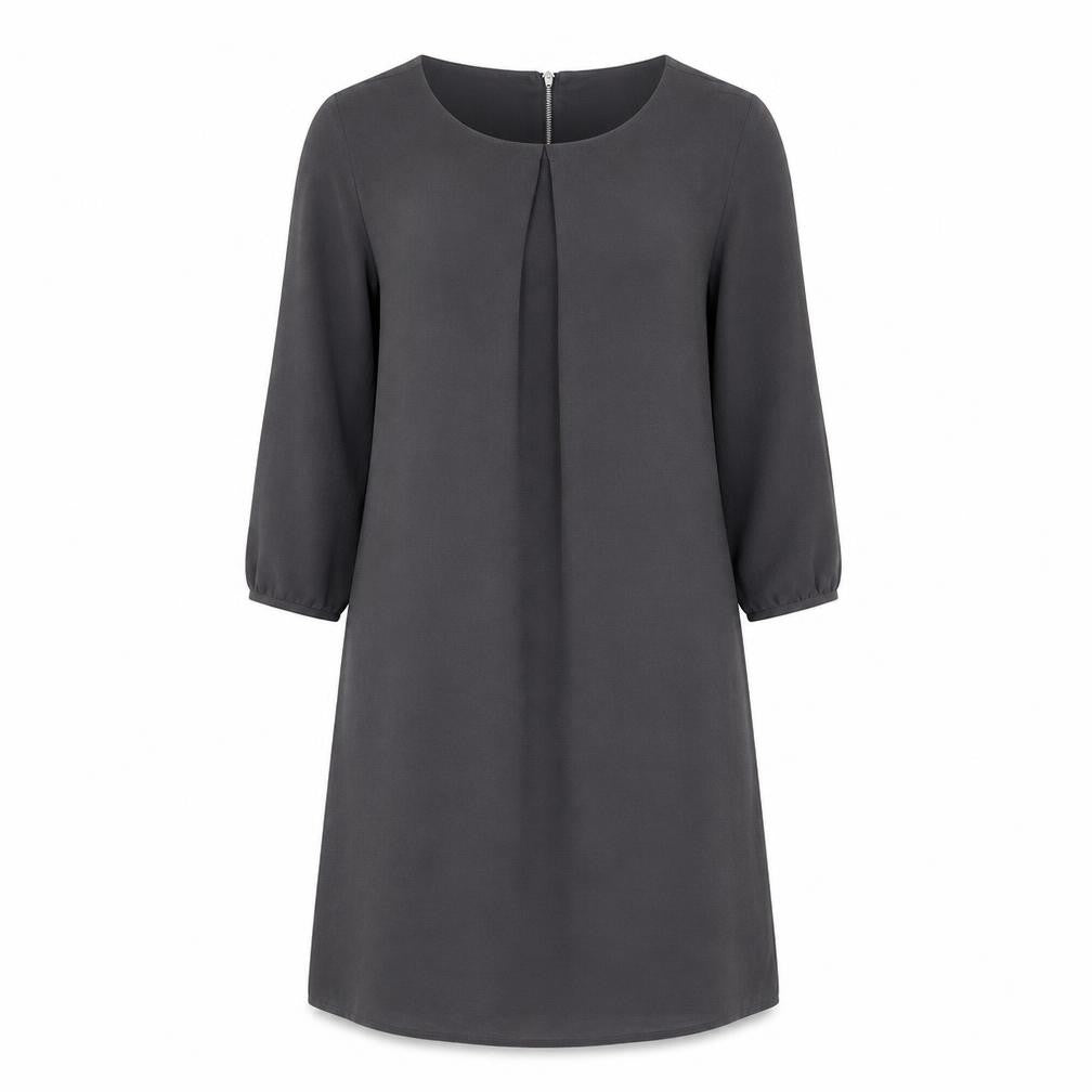 H&M Womens Grey Polyester A-Line Size 8 Round Neck Zip