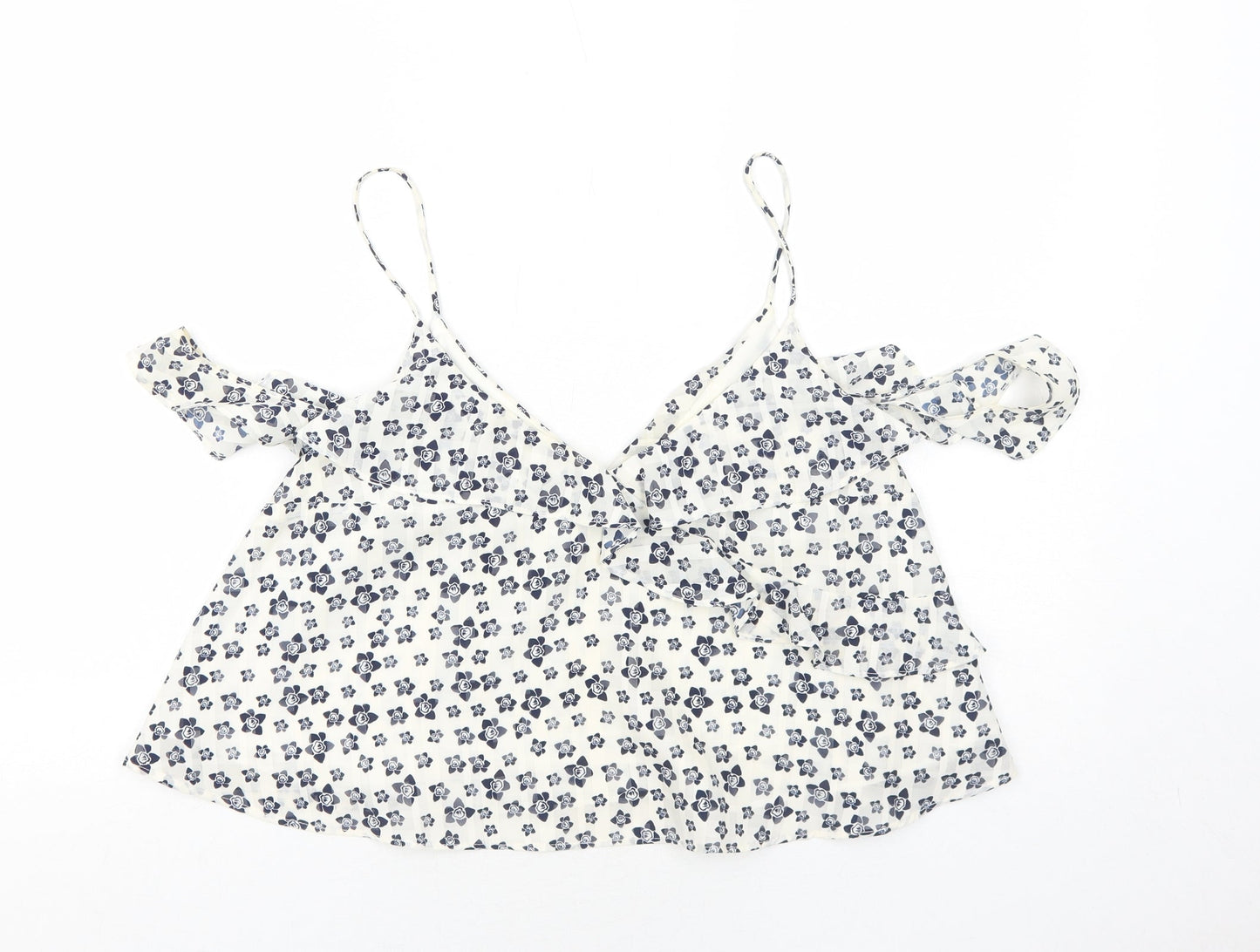 Topshop Womens White Floral Polyester Camisole Tank Size 14 V-Neck