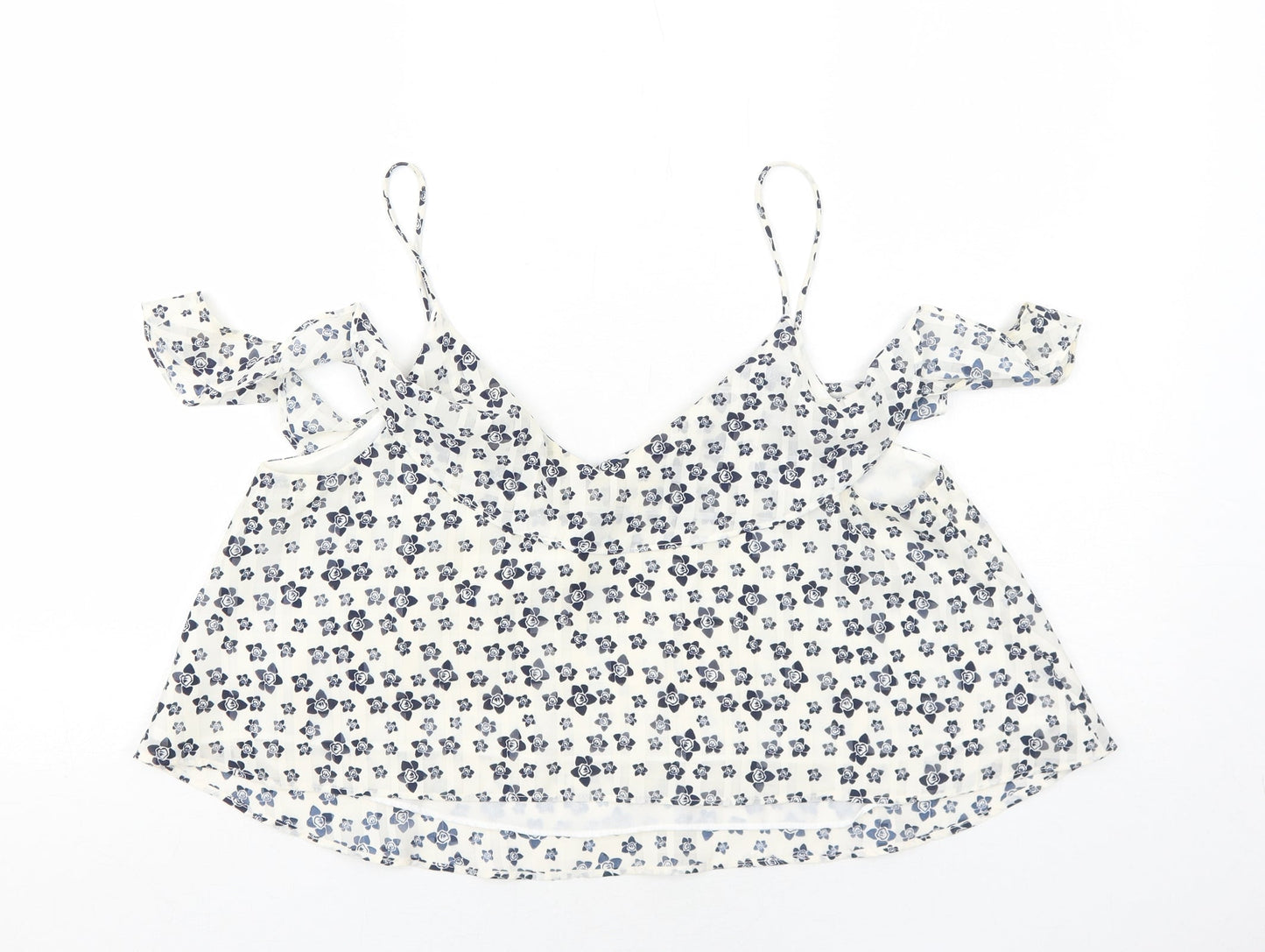 Topshop Womens White Floral Polyester Camisole Tank Size 14 V-Neck