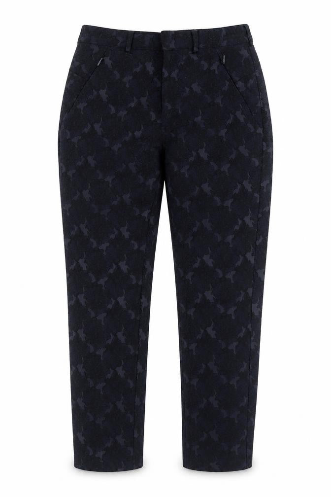 RJR.John Rocha Womens Blue Geometric Polyester Trousers Size 10 Regular Zip