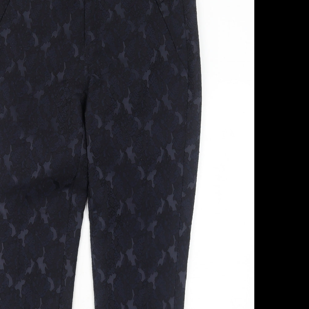 RJR.John Rocha Womens Blue Geometric Polyester Trousers Size 10 Regular Zip
