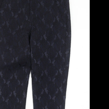 RJR.John Rocha Womens Blue Geometric Polyester Trousers Size 10 Regular Zip