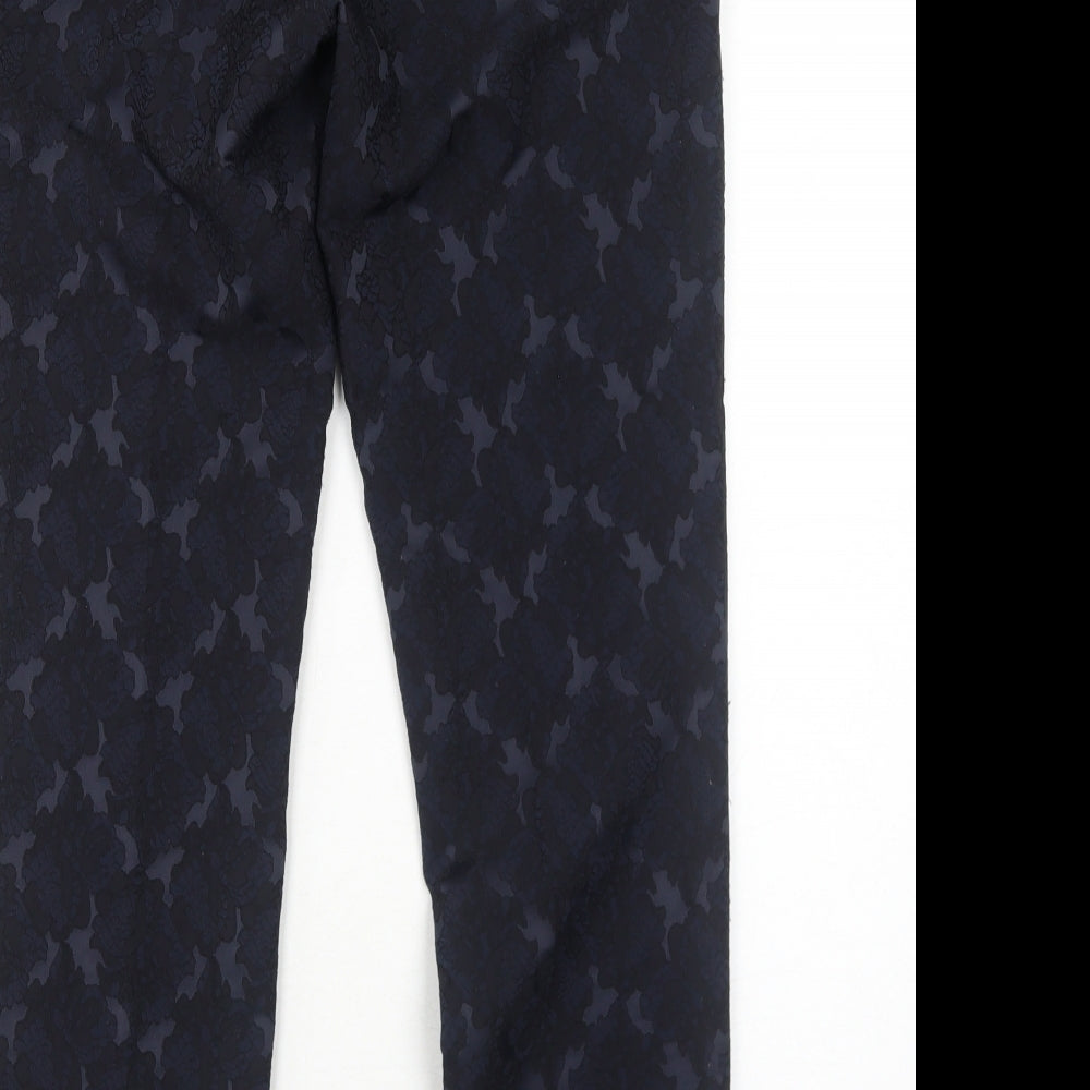 RJR.John Rocha Womens Blue Geometric Polyester Trousers Size 10 Regular Zip