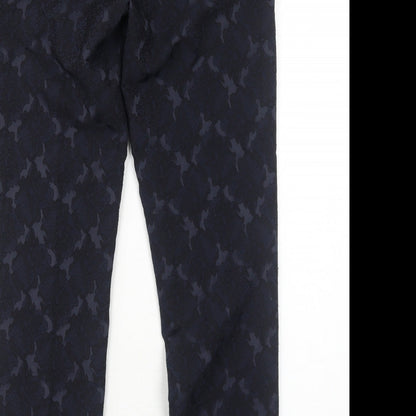 RJR.John Rocha Womens Blue Geometric Polyester Trousers Size 10 Regular Zip