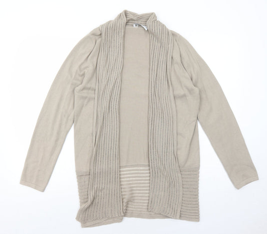 Viento Donna Womens Beige V-Neck Cotton Cardigan Jumper Size 8