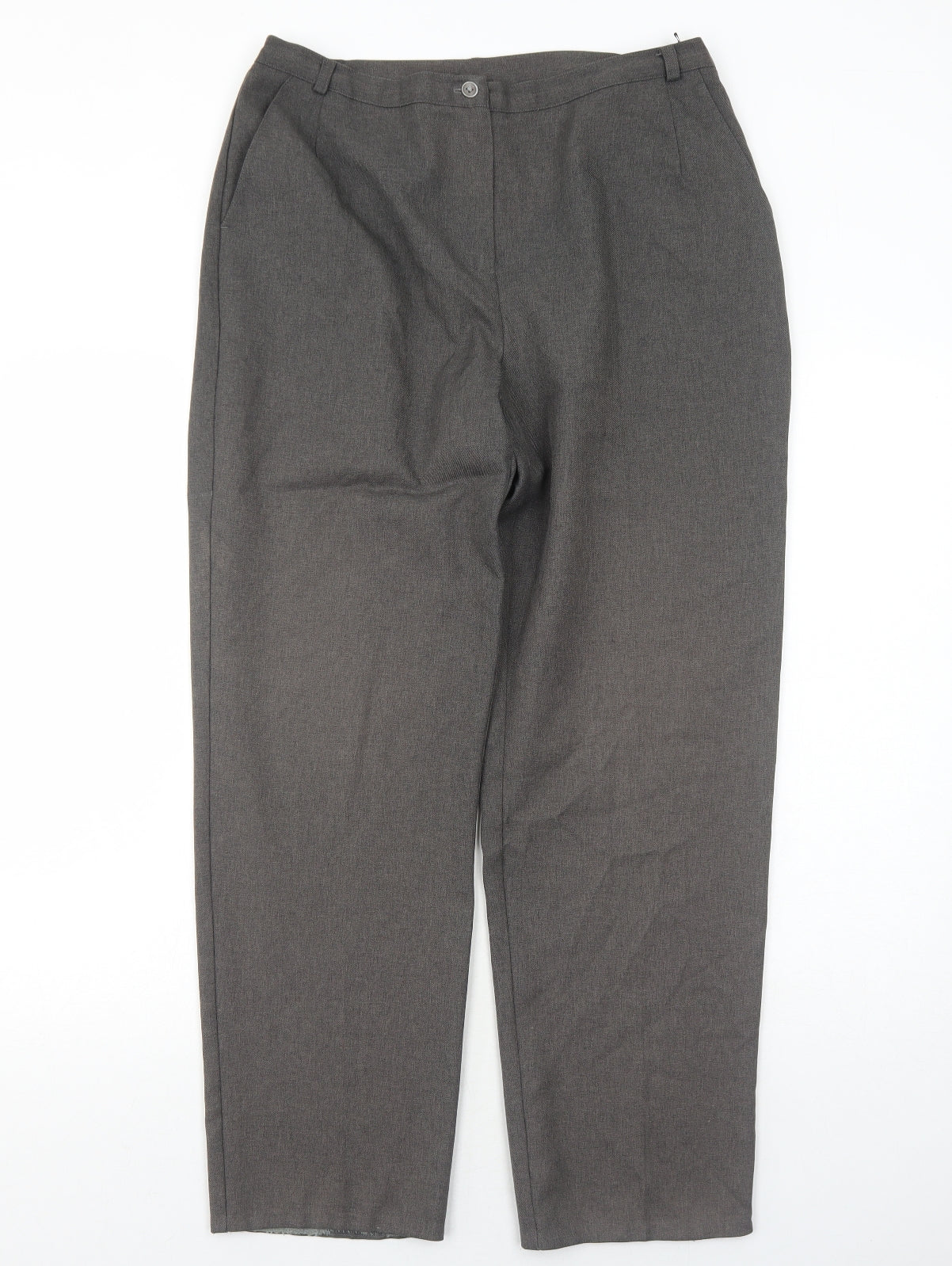 EWM Womens Grey Polyester Trousers Size 16 Regular Zip