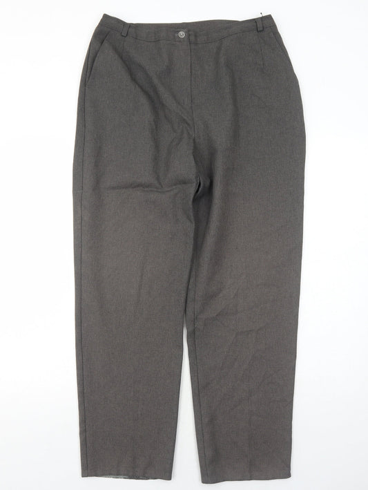EWM Womens Grey Polyester Trousers Size 16 Regular Zip