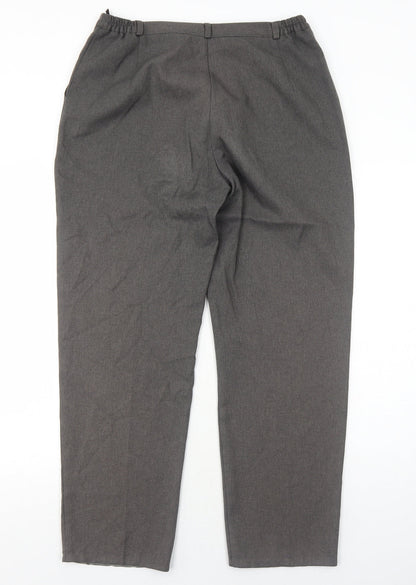 EWM Womens Grey Polyester Trousers Size 16 Regular Zip