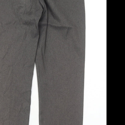 EWM Womens Grey Polyester Trousers Size 16 Regular Zip