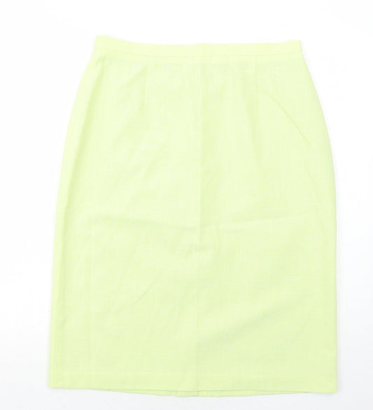 Premium Womens Green Viscose A-Line Skirt Size 16 Zip