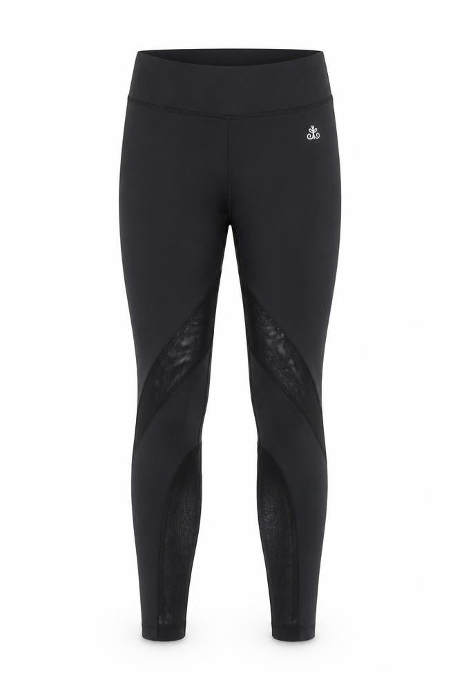 Kisaiya Womens Black Polyester Compression Leggings Size XS Regular Pullover - Leggings Mesh Panels
