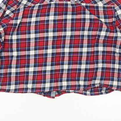 H&M Womens Red Plaid Cotton Basic Button-Up Size 10 Collared