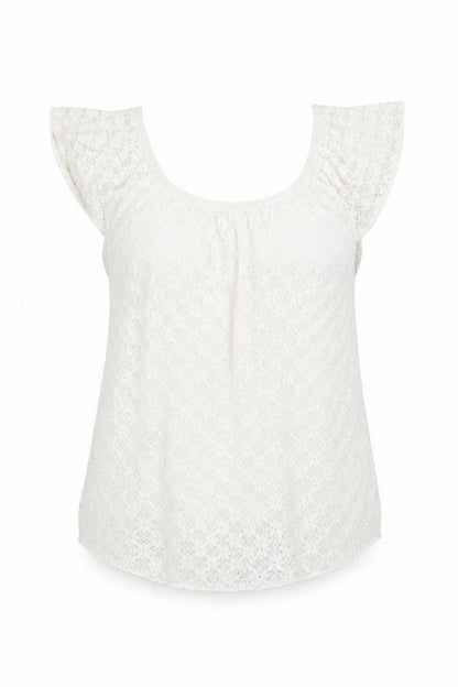 River Island Womens White Geometric Nylon Basic Blouse Size 8 Round Neck