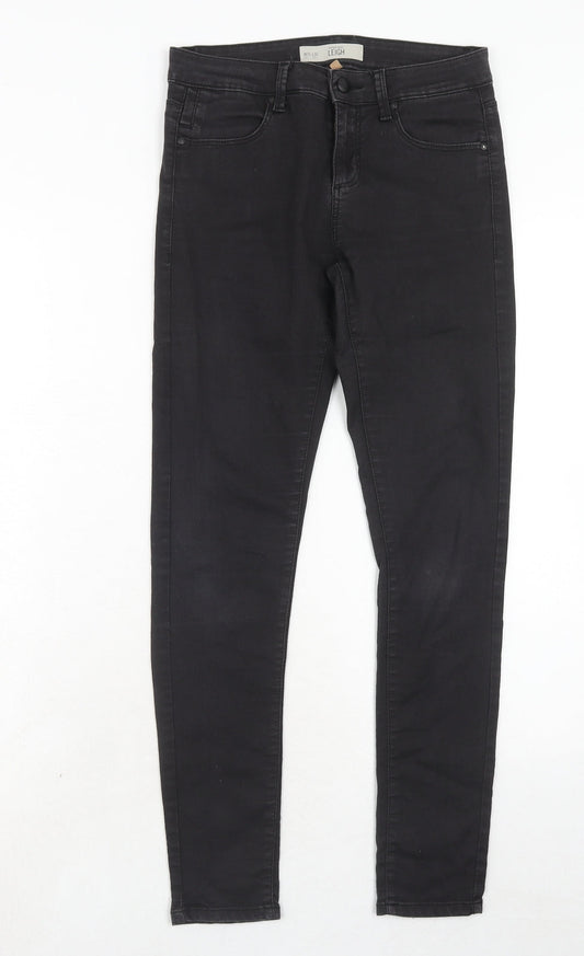 Topshop Womens Black Cotton Skinny Jeans Size 26 in L30 in Regular Zip