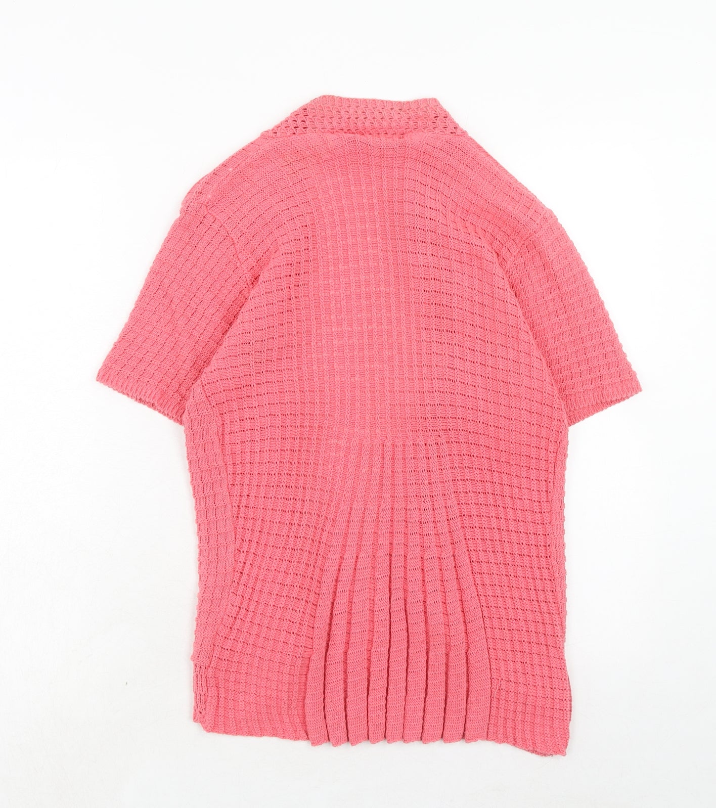 Pure & Natural Womens Pink V-Neck Cotton Cardigan Jumper Size S - Size S-M
