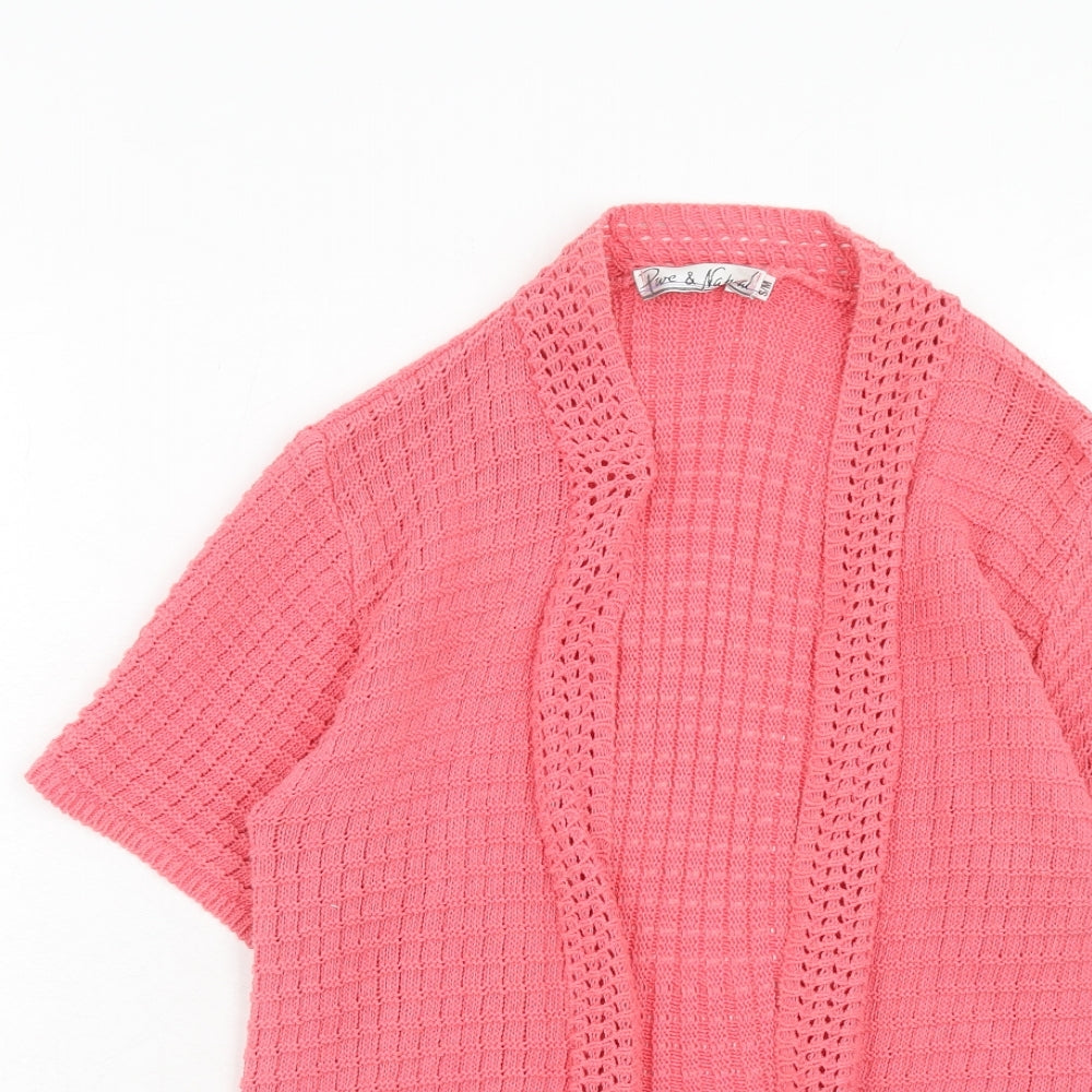 Pure & Natural Womens Pink V-Neck Cotton Cardigan Jumper Size S - Size S-M