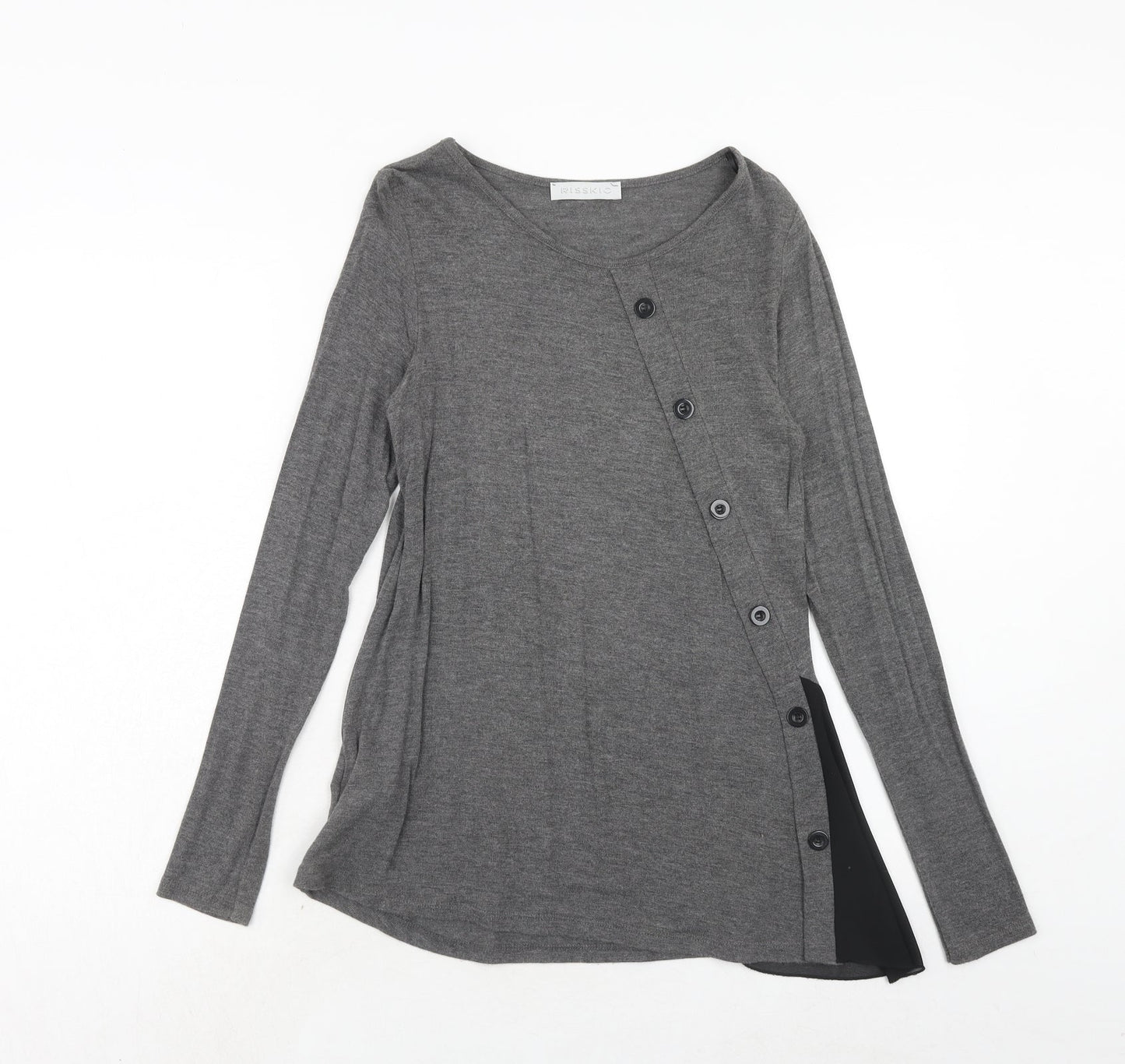 Risskio Womens Grey Round Neck Polyester Pullover Jumper Size S