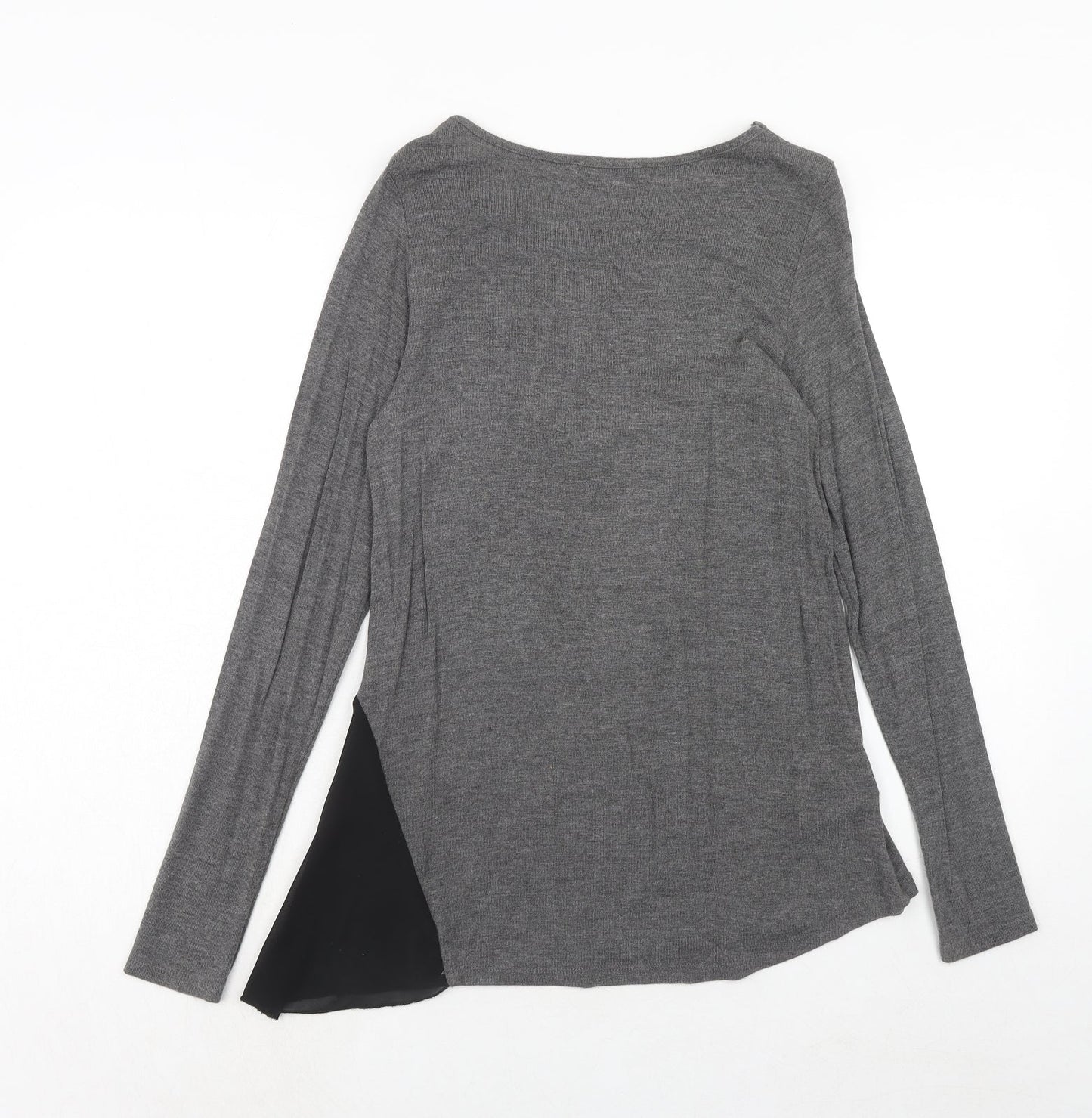 Risskio Womens Grey Round Neck Polyester Pullover Jumper Size S