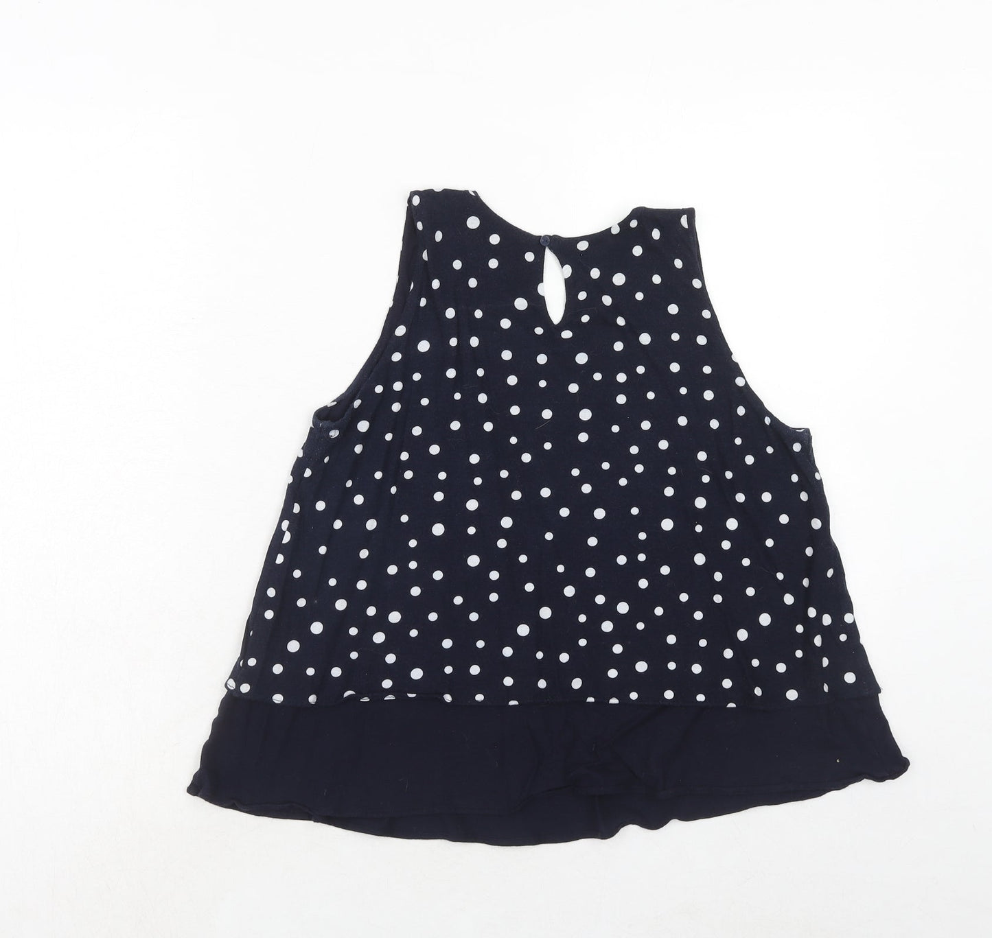 Mango Womens Blue Polka Dot Viscose Basic Tank Size S Round Neck