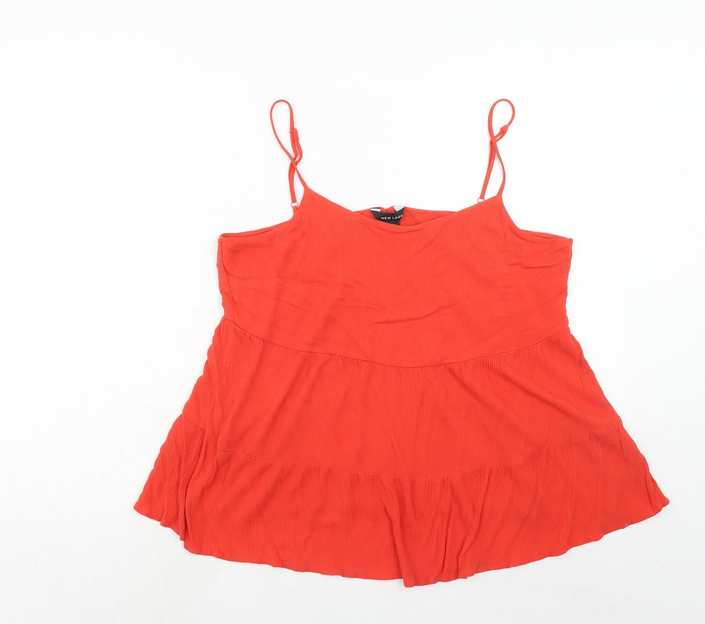 New Look Womens Orange Viscose Basic Tank Size 16 Round Neck