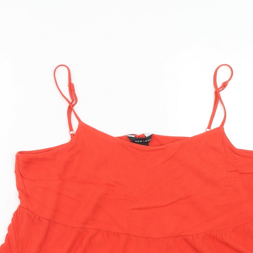 New Look Womens Orange Viscose Basic Tank Size 16 Round Neck