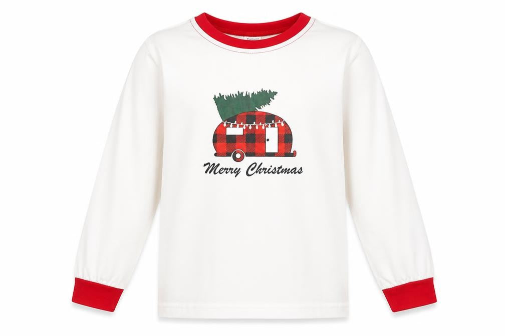 PatPat Girls White Polyester Pullover T-Shirt Size 6-7 Years Round Neck Pullover - Christmas