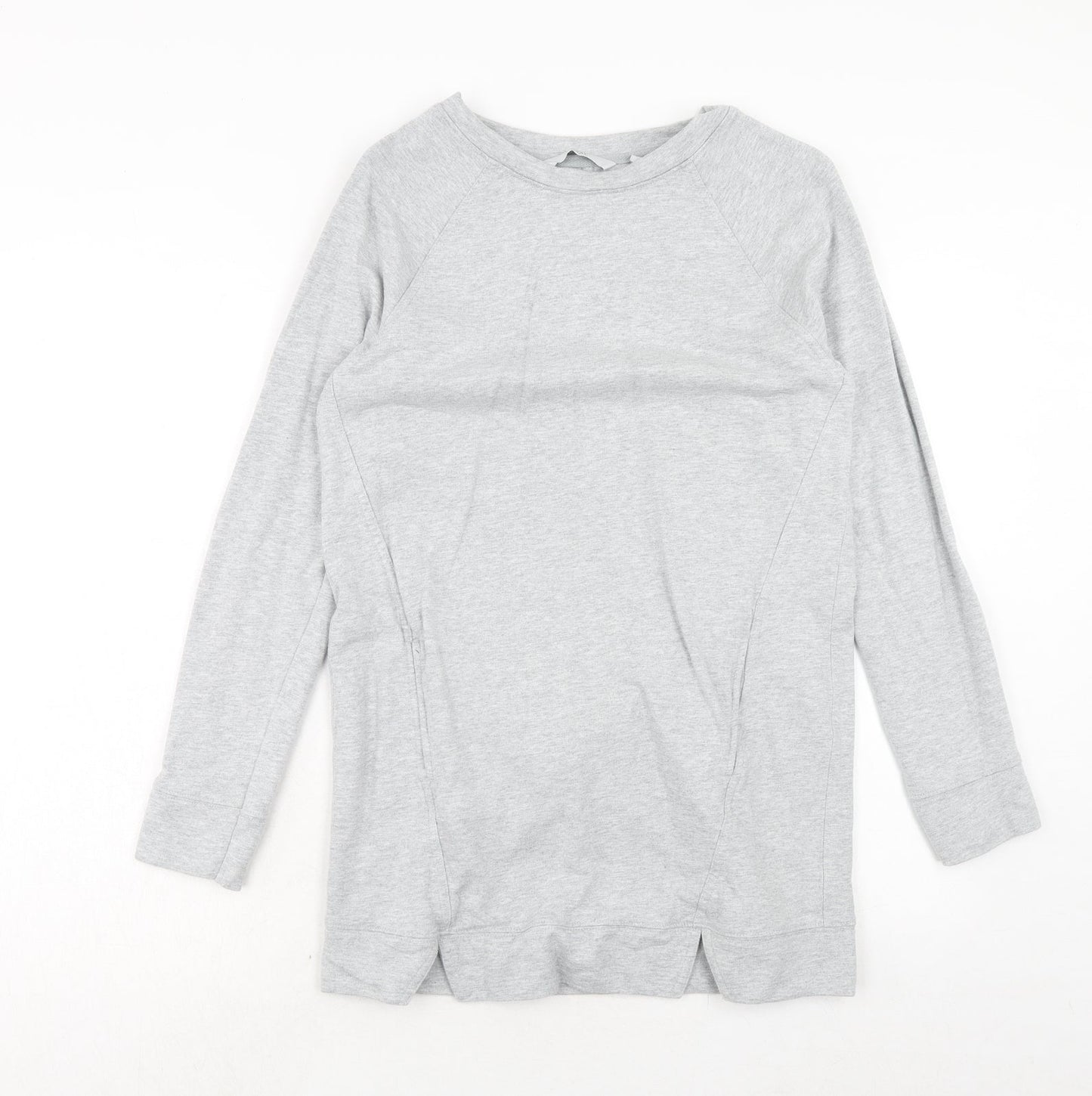 NEXT Womens Grey Cotton Jumper Dress Size 8 Boat Neck Pullover