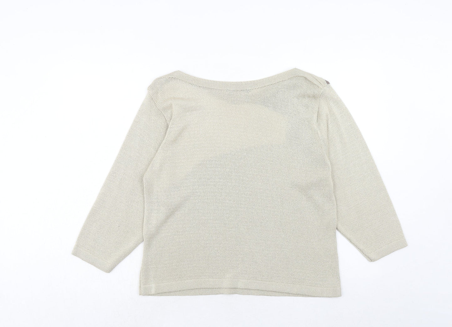 Alexara Womens Beige Boat Neck Acrylic Pullover Jumper Size L
