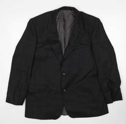 Hector Jones Mens Black Polyester Jacket Suit Jacket Size 38 Regular