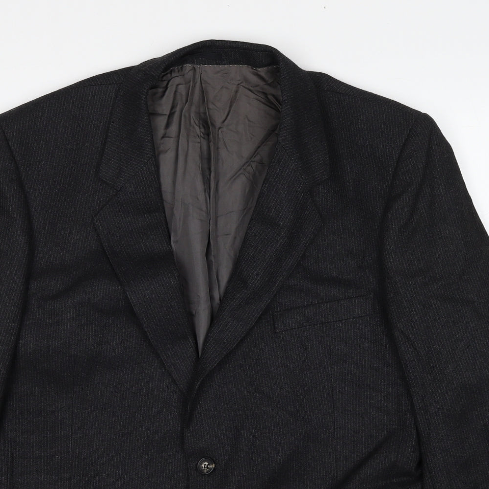 Hector Jones Mens Black Polyester Jacket Suit Jacket Size 38 Regular
