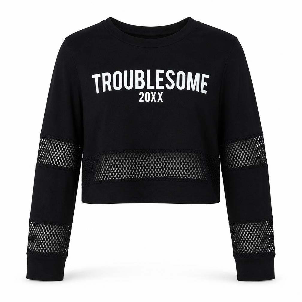 Stylewise Womens Black Viscose Pullover Sweatshirt Size S Pullover - Troublesome Size S-M