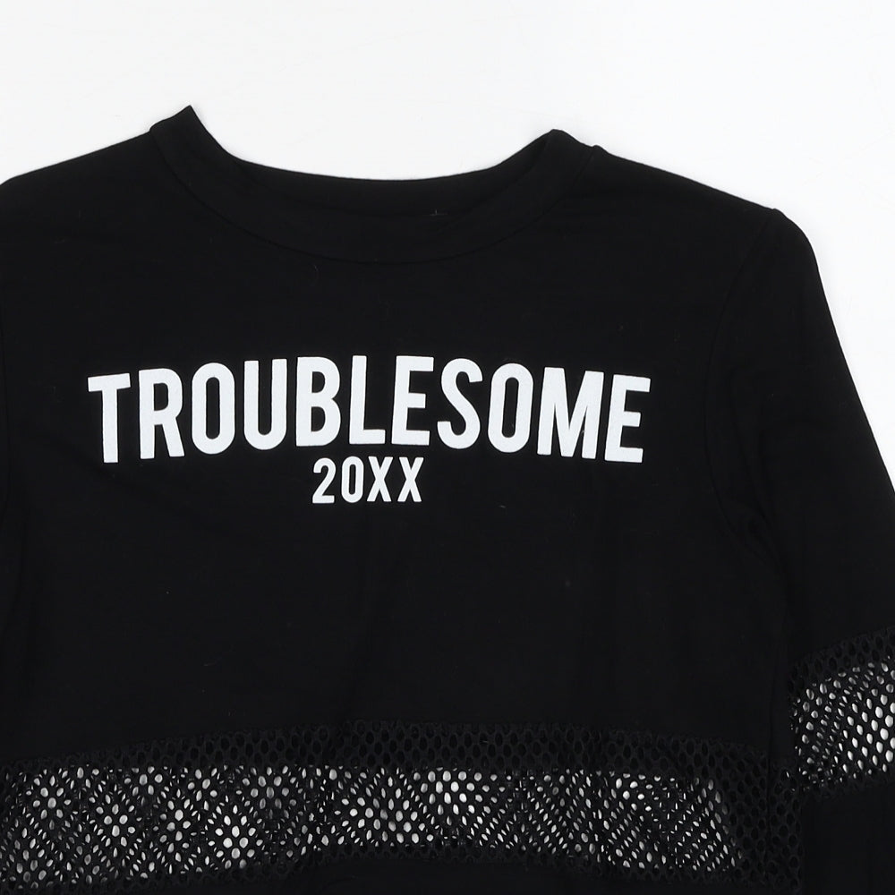 Stylewise Womens Black Viscose Pullover Sweatshirt Size S Pullover - Troublesome Size S-M