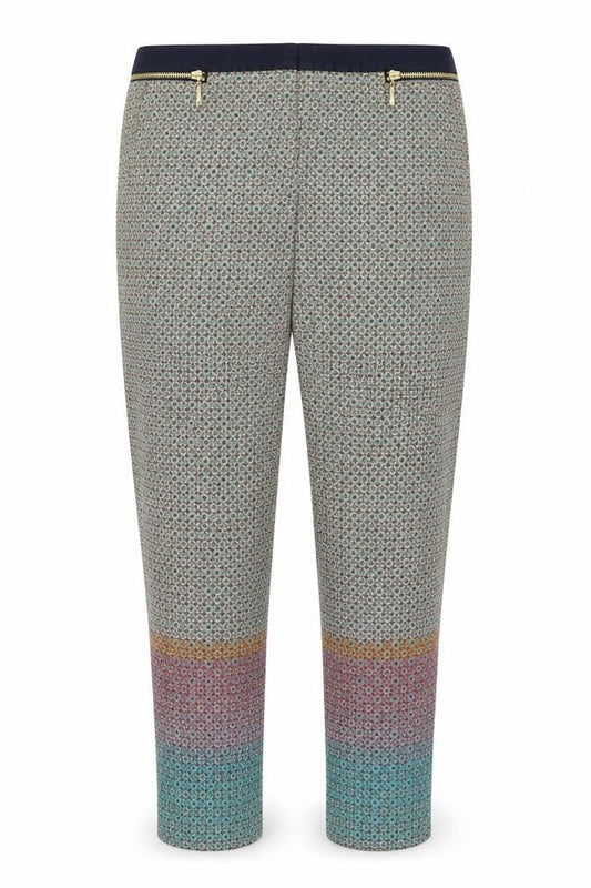 Zara Womens Multicoloured Geometric Polyester Trousers Size 10 Regular Zip