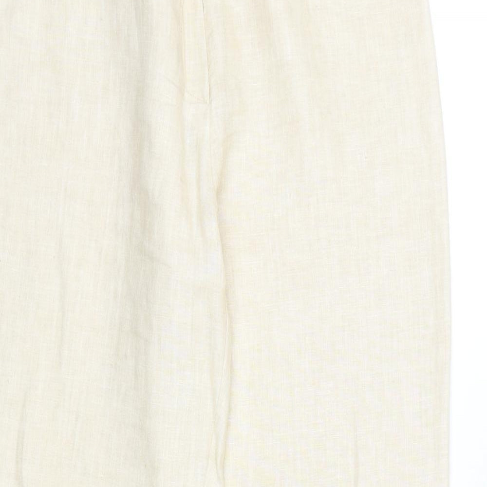 Michael Ambers Womens Beige Linen Trousers Size 16 Regular Zip