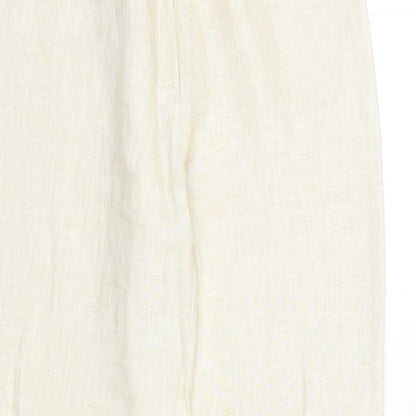 Michael Ambers Womens Beige Linen Trousers Size 16 Regular Zip