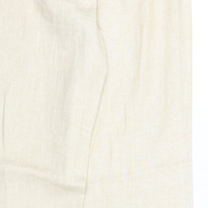Michael Ambers Womens Beige Linen Trousers Size 16 Regular Zip
