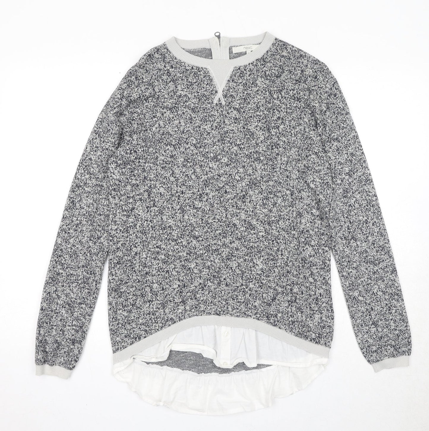 NEXT Womens Grey Round Neck Cotton Pullover Jumper Size 10