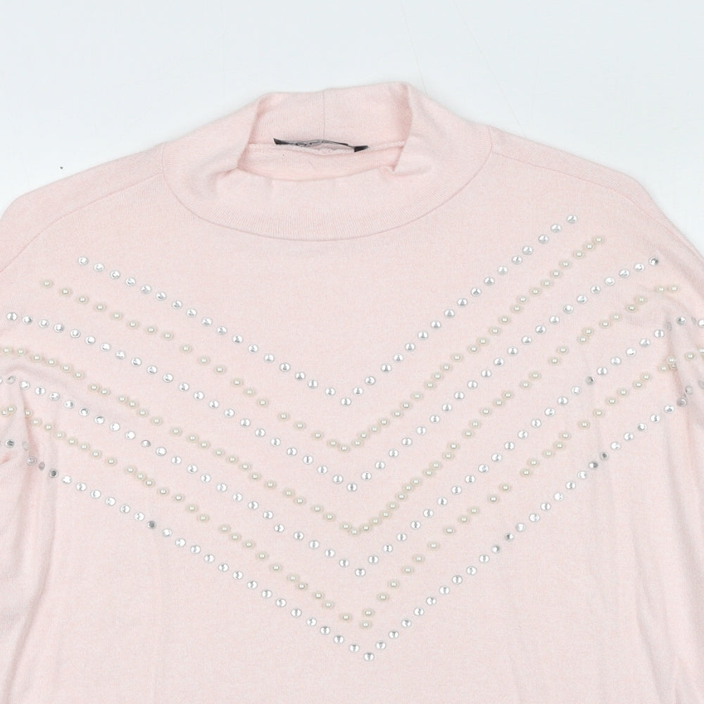 Select Womens Pink Round Neck Viscose Pullover Jumper Size M