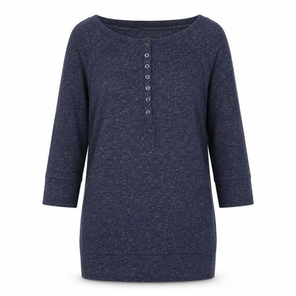 Divided by H&M Womens Blue Geometric Polyester Basic Blouse Size 8 Round Neck