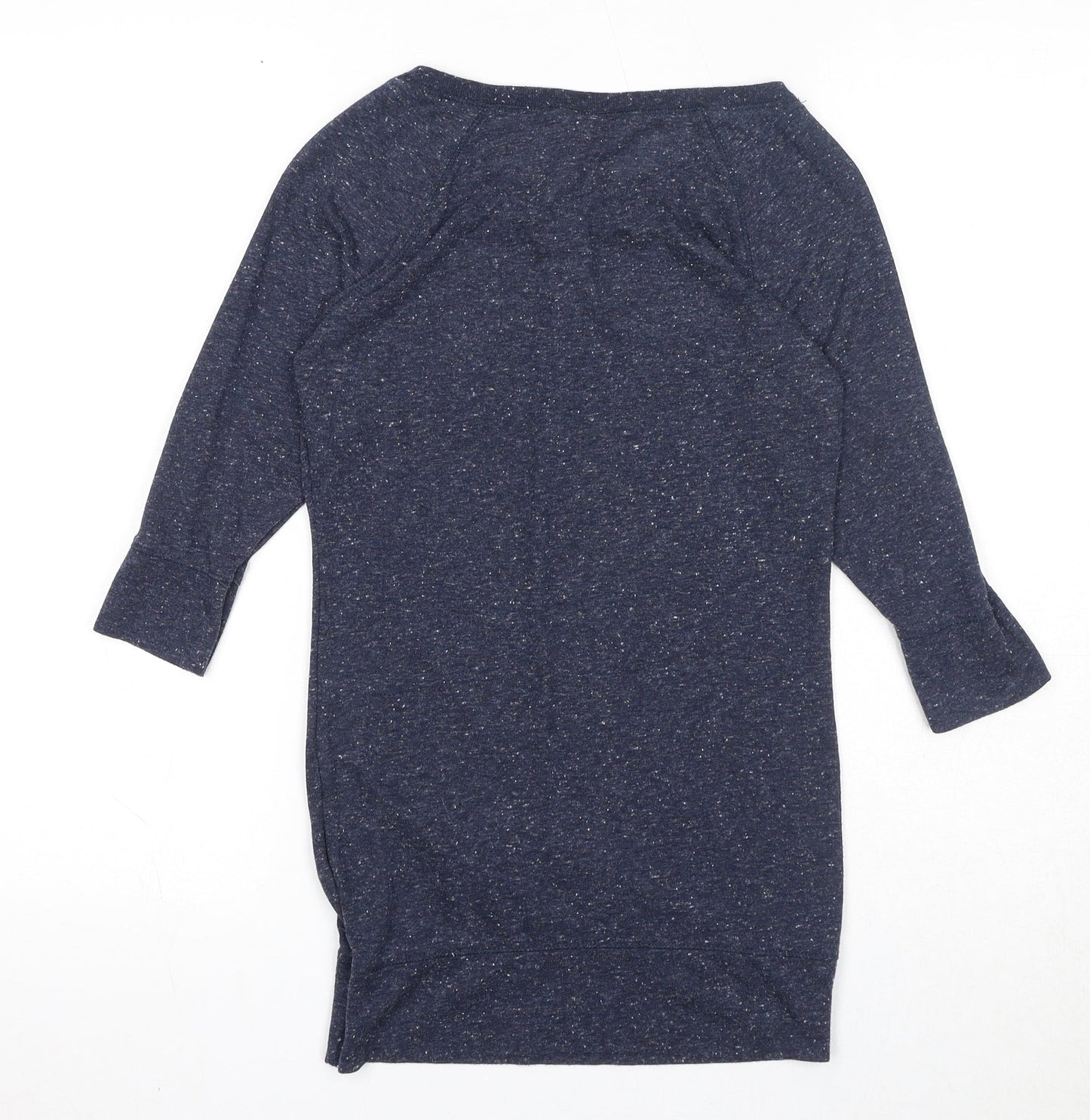 Divided by H&M Womens Blue Geometric Polyester Basic Blouse Size 8 Round Neck