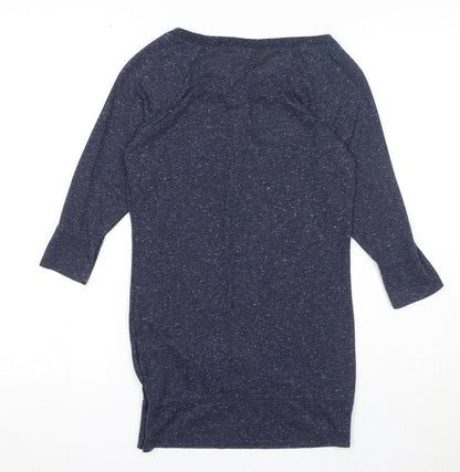 Divided by H&M Womens Blue Geometric Polyester Basic Blouse Size 8 Round Neck