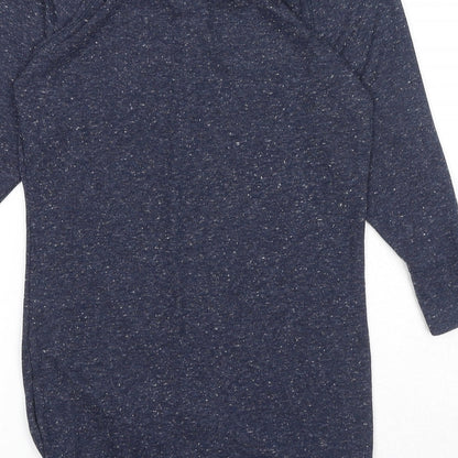 Divided by H&M Womens Blue Geometric Polyester Basic Blouse Size 8 Round Neck