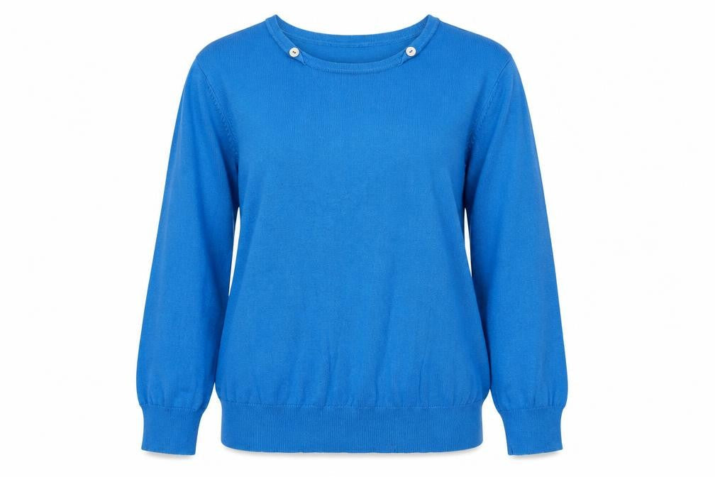 Bonmarché Womens Blue Round Neck Acrylic Pullover Jumper Size M