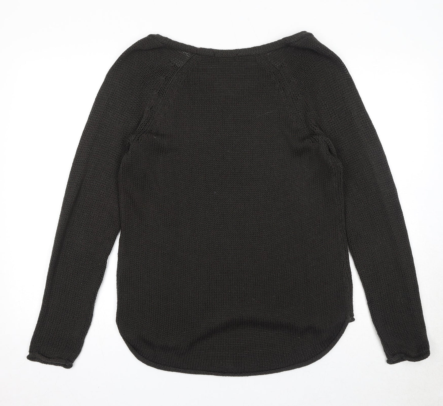 H&M Womens Brown V-Neck Acrylic Pullover Jumper Size M