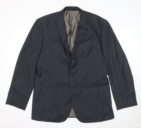 NEXT Mens Black Striped Polyester Jacket Suit Jacket Size 42 Regular