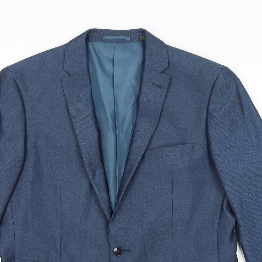Williams and Brown Mens Blue Polyester Jacket Suit Jacket Size 40 Regular
