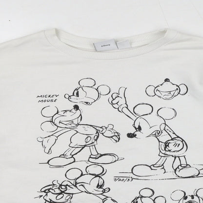 Preloved Disney Womens White Cotton Pullover Sweatshirt Size 6 Pullover - Size 6-8, Mickey Mouse - Detail