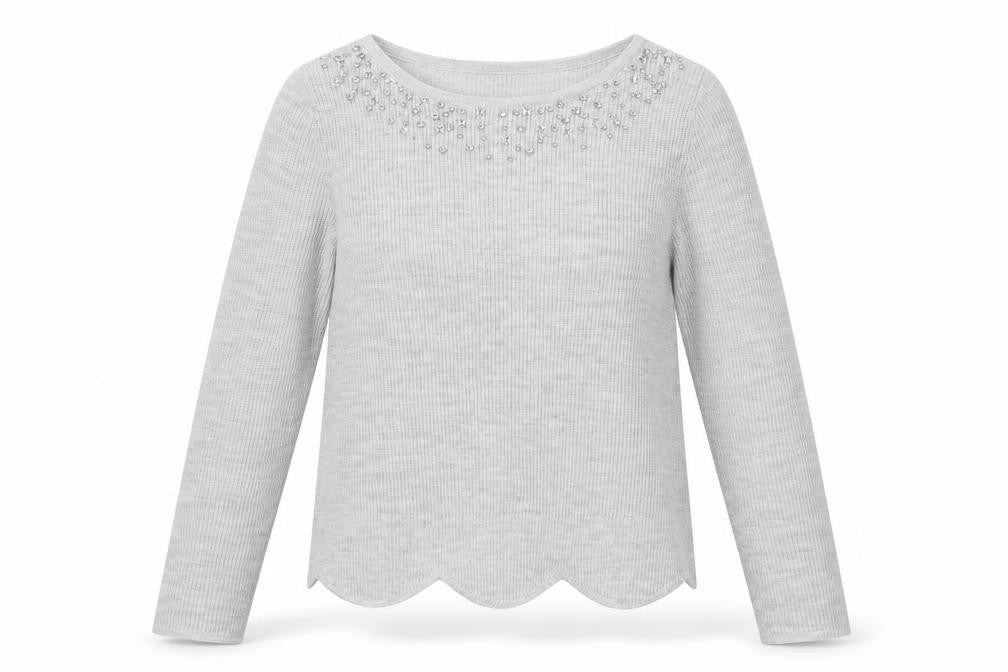 Camaieu Womens Grey Round Neck Acrylic Pullover Jumper Size S