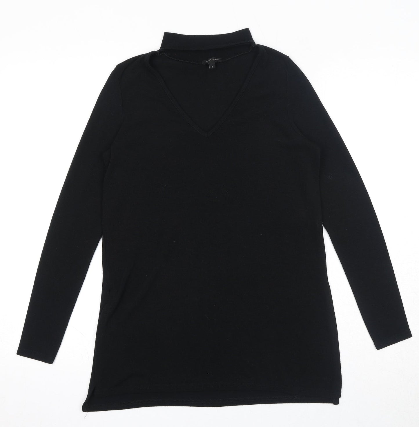River Island Womens Black Round Neck Polyester Pullover Jumper Size 6 - Keyhole Neck