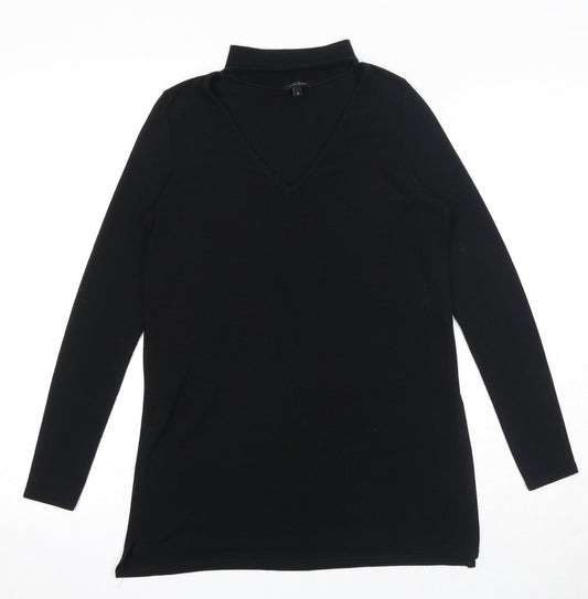River Island Womens Black Round Neck Polyester Pullover Jumper Size 6 - Keyhole Neck